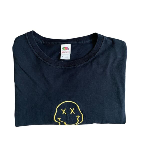 Men's MELTING HAPPY FACE T-Shirt Black Cotton Crew Neck Size Medium - Picture 13 of 14